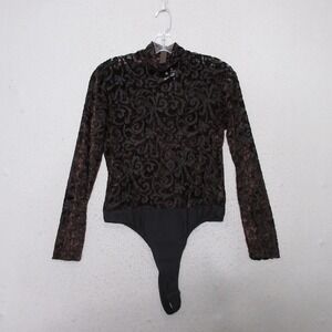 Vintage Cache Bodysuit Brown Velvet Burnout Grunge Y2K Whimsigoth Made in USA